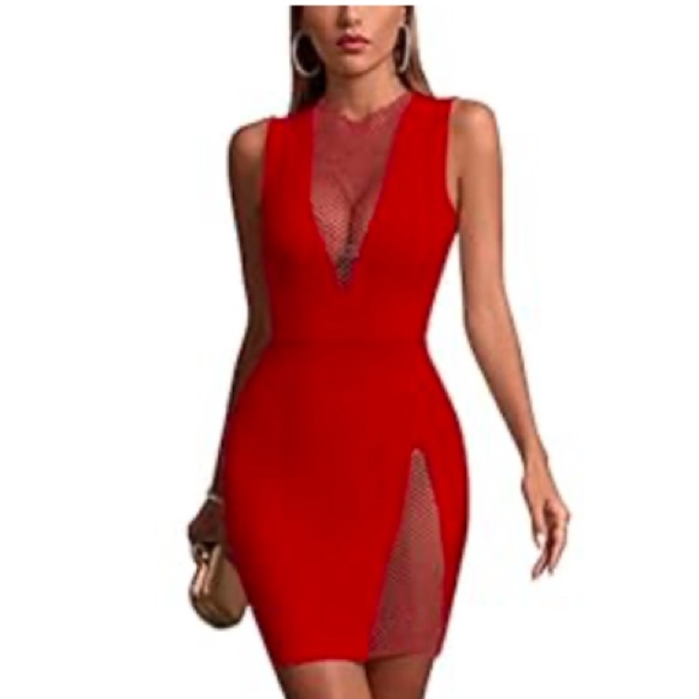 Red NYE cocktail bondage sexy cocktail dress gorgeous